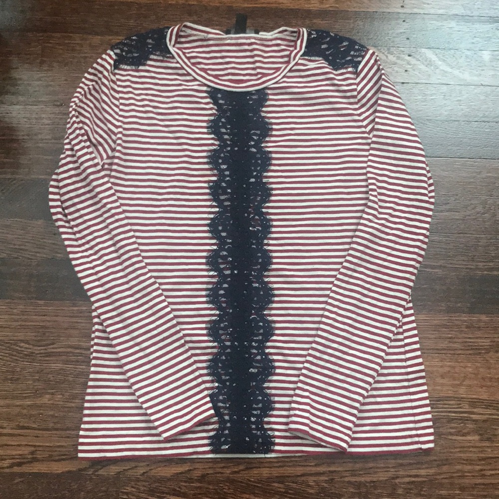J.Crew Striped Tee with Lace